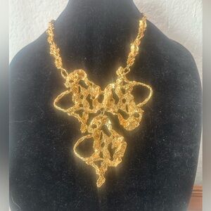 Brutalist phenomenon!!!! Gold Statement Necklace